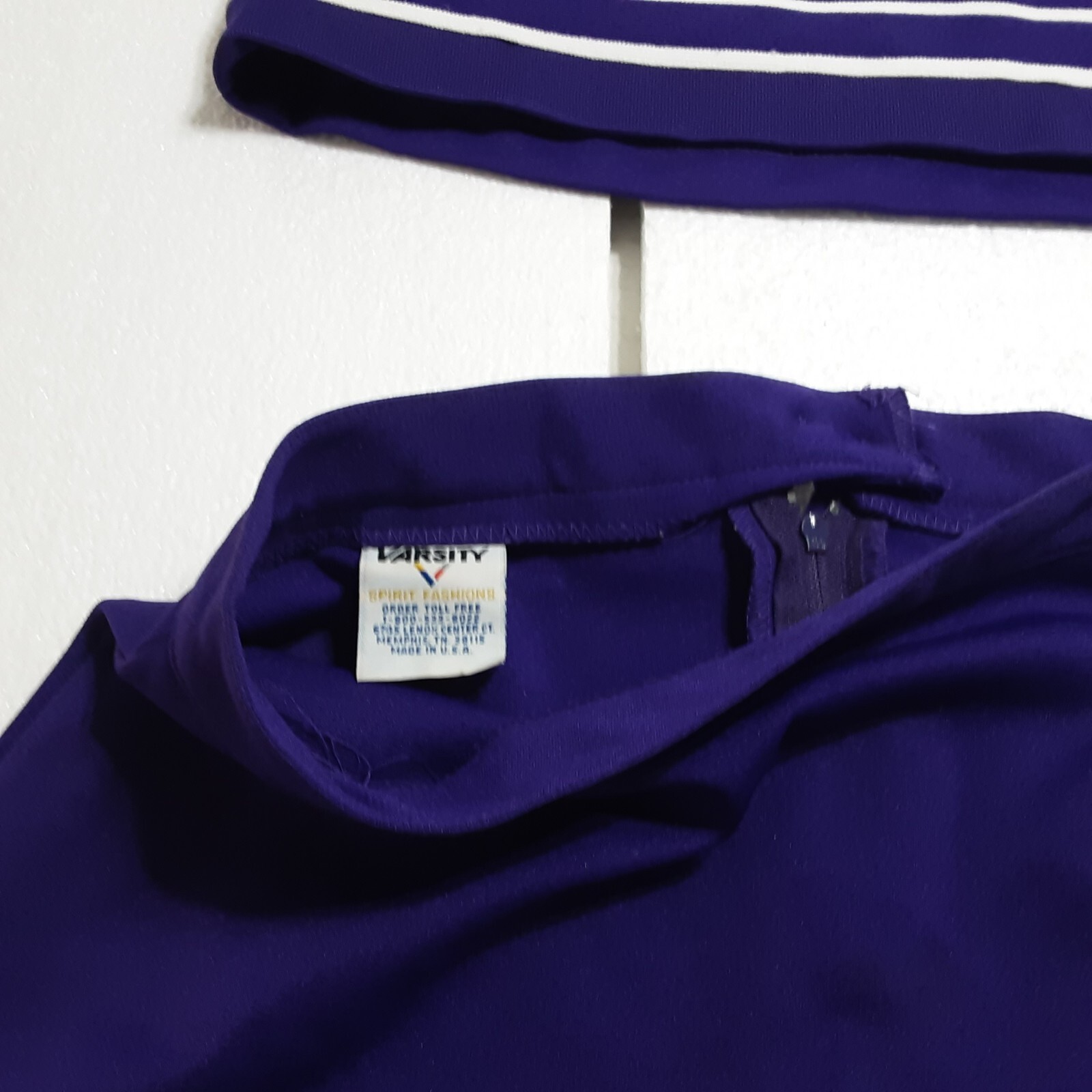 CHEERLEADER OUTFIT BULLDOGS PURPLE/WHITE Varsity branded-Build,Harvest,Succeed