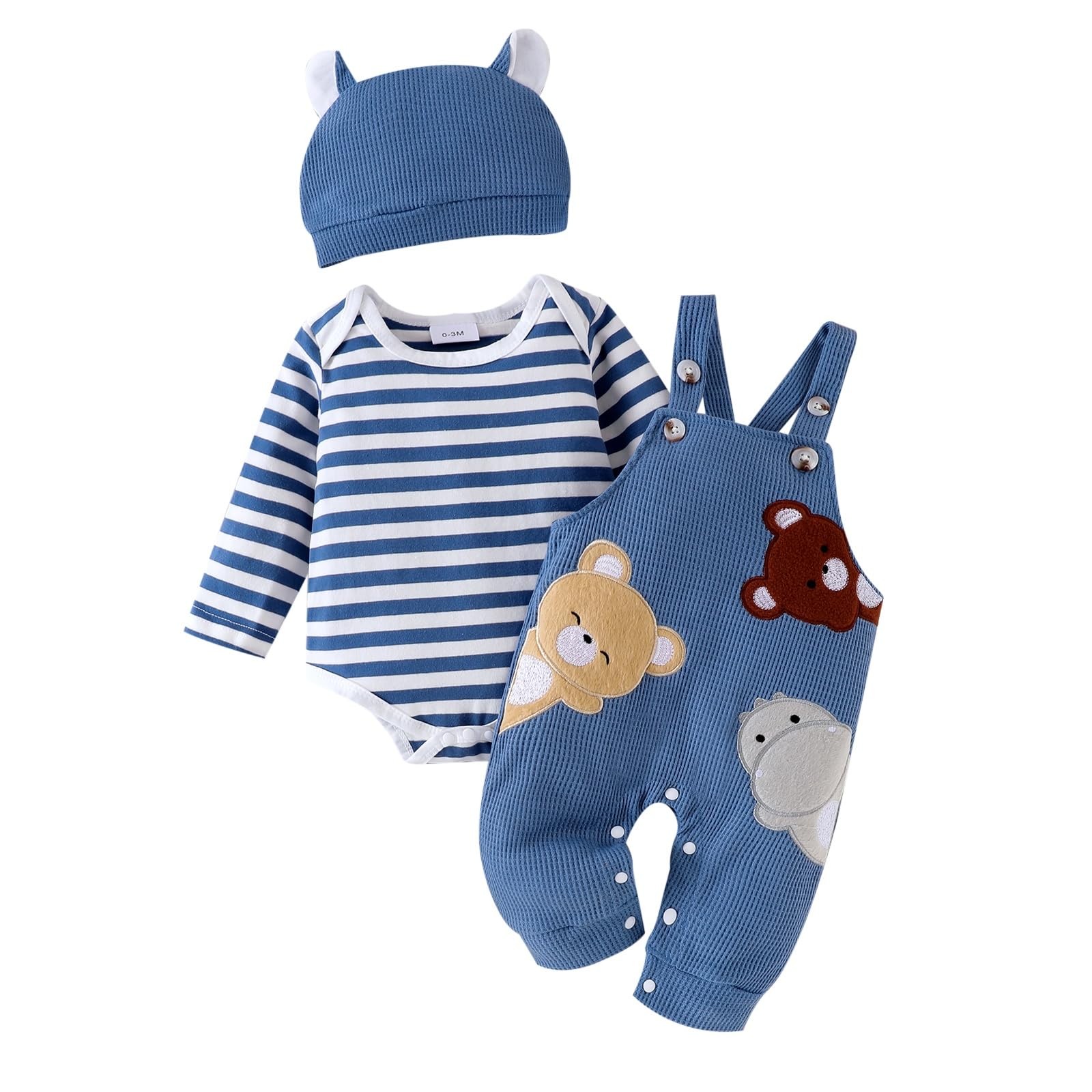 FOCICI Baby Boy Clothes 0-3 Months Newborn Long Sleeve Months, Blue