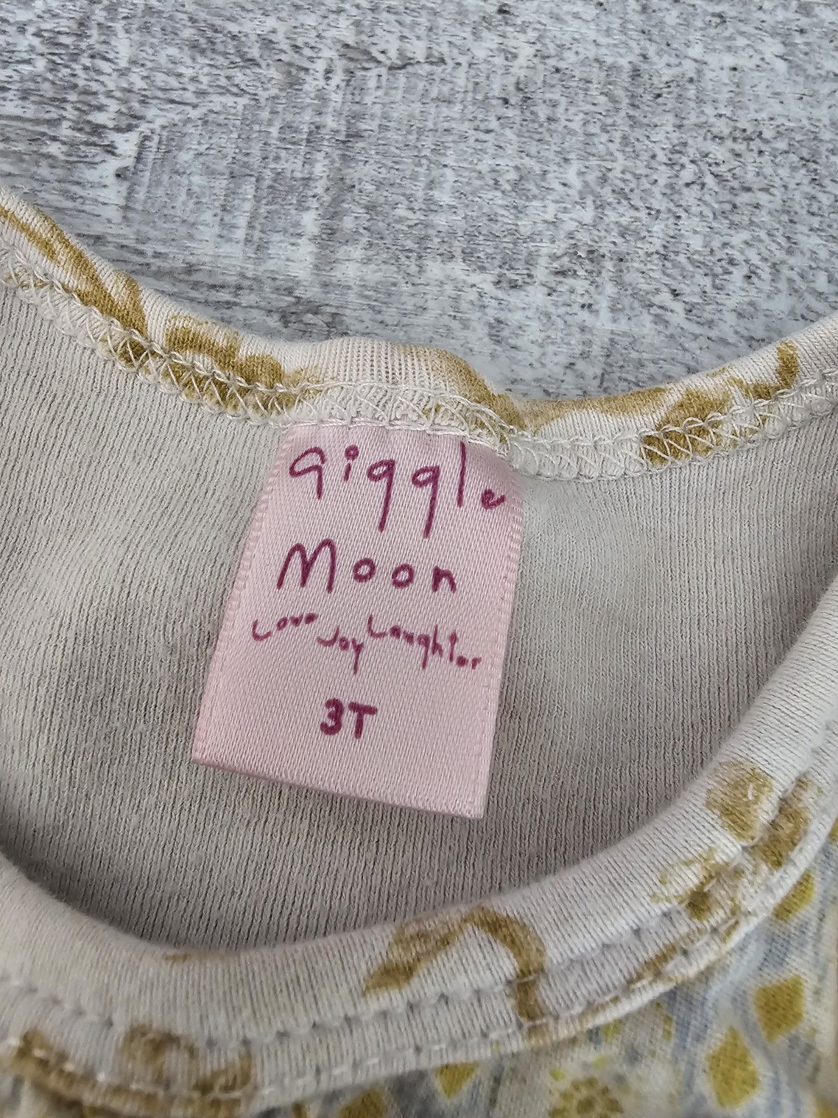 Giggle Moon Ruffle Top 3T Gold Green Birds Spring Toddler Girl
