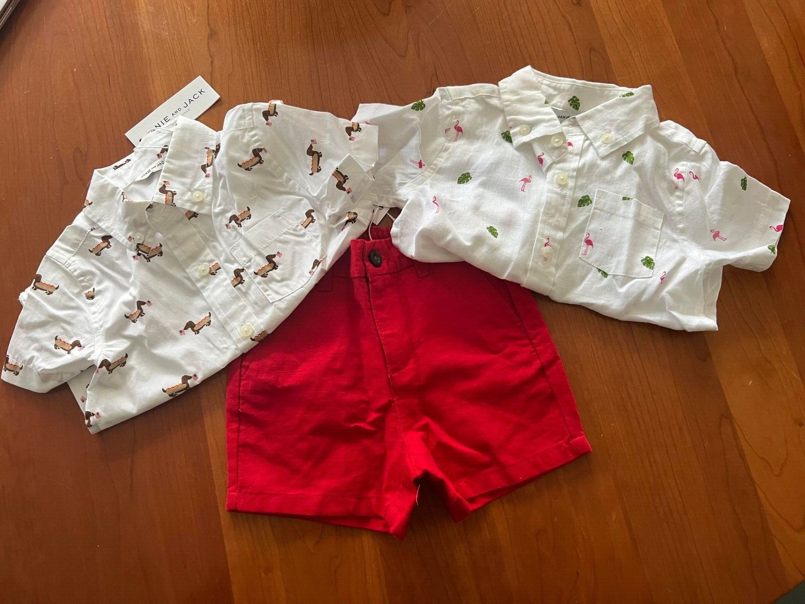 NWT Janie and Jack 12-24 months Boys Lot 2023 Flamingo and Hotdog!