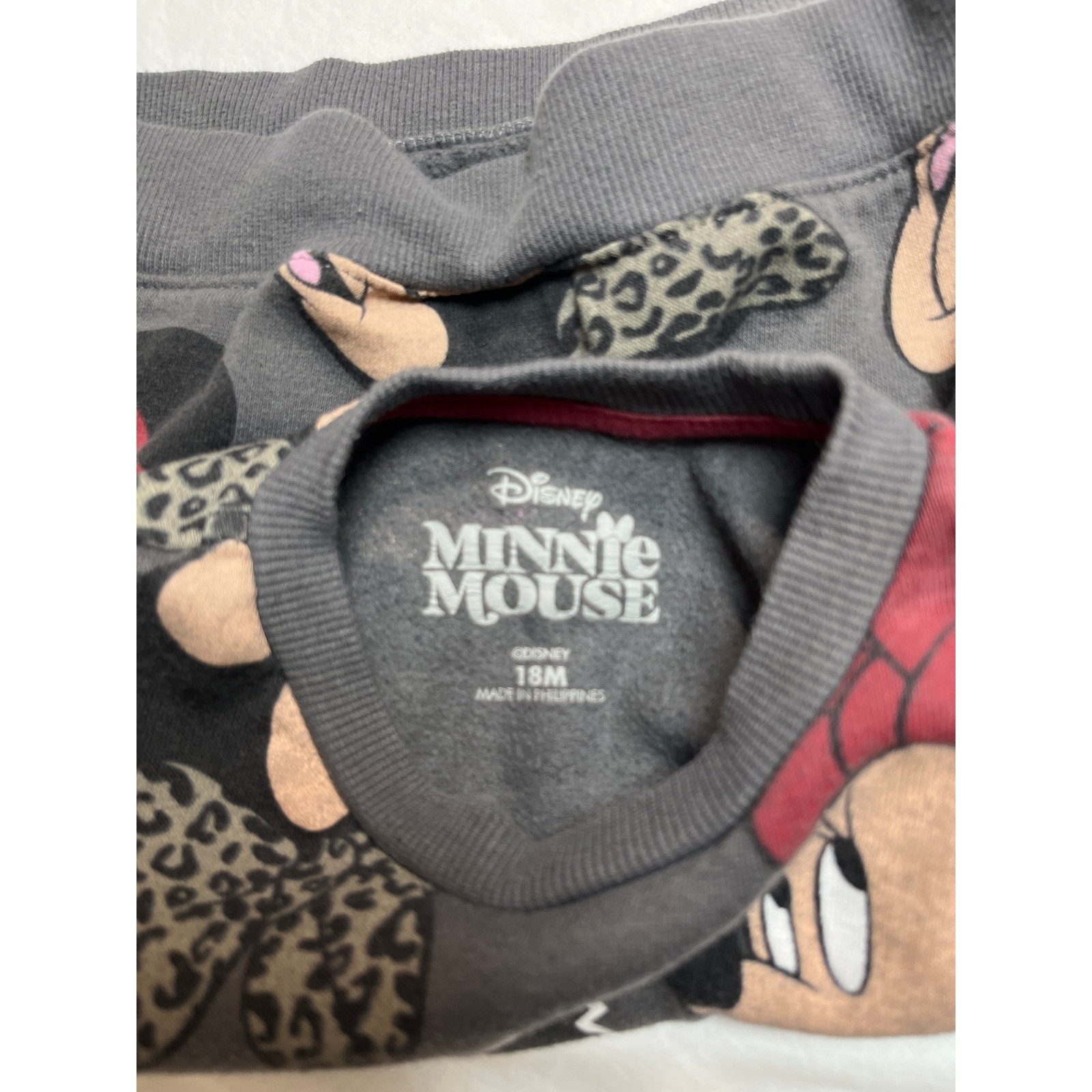 Disney Minnie Mouse Sweatshirt and Ribbed Flare Pants Set Gray Red 18M Vacation