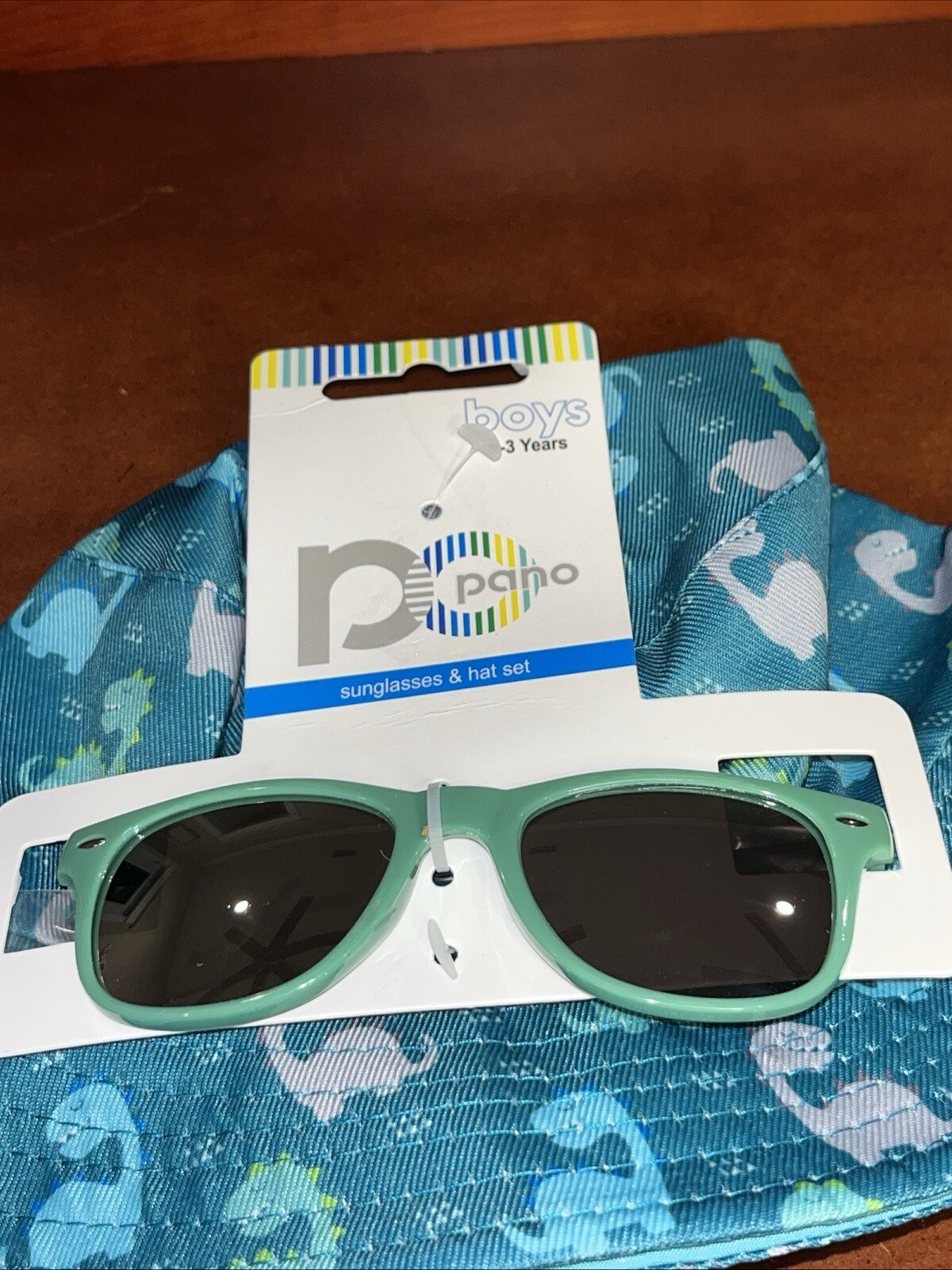 NEW Toddler Boy Dinosaur Sun Hat & Sunglasses Set 0-3 Years Summer