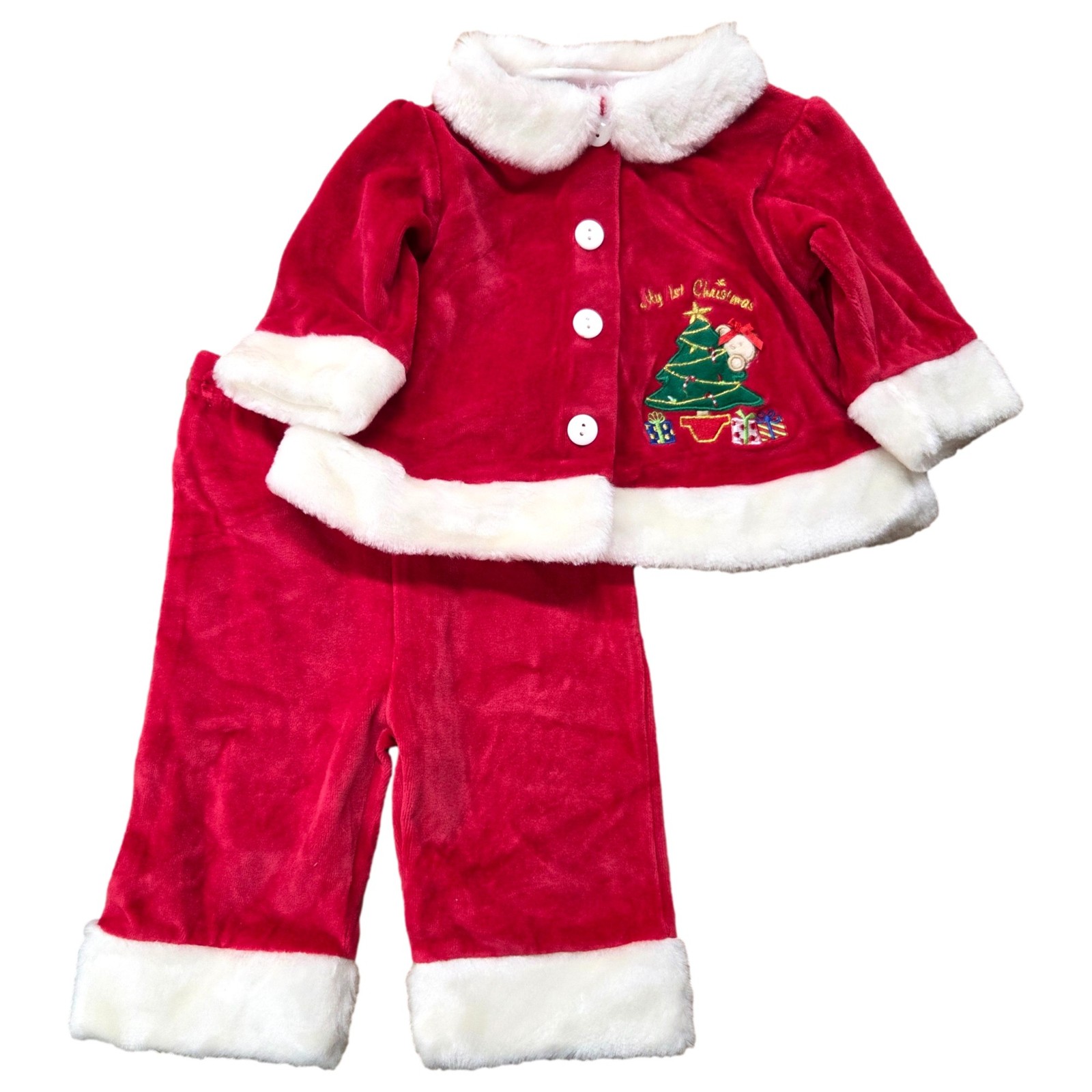 Infant Boys & Girls 3-Piece Red Velvet Santa Claus Christmas Outfit 0-3 Months