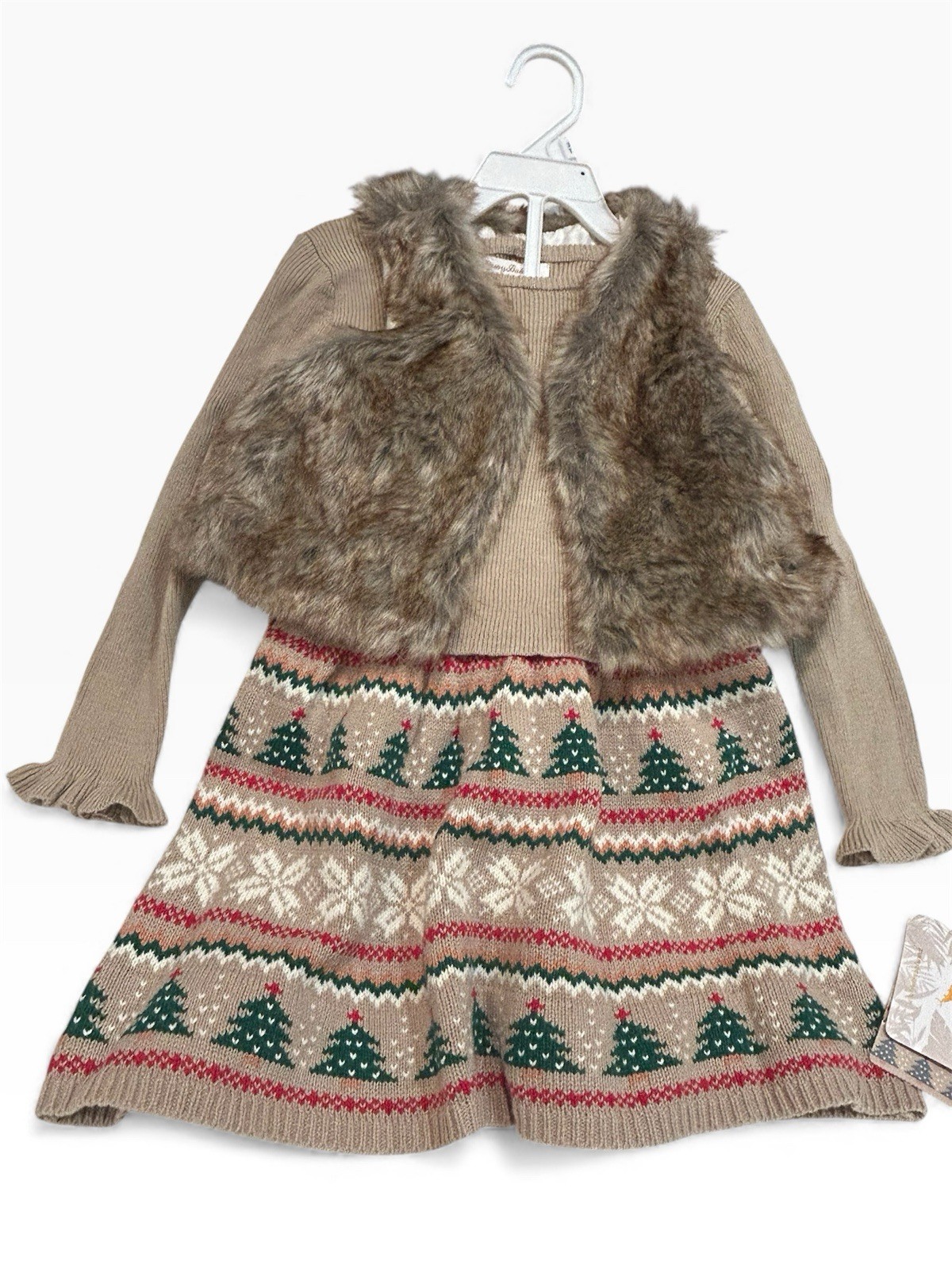 NWT Tommy Bahama Girls 3T Knit 3 Piece Skirt Shirt Vest Fair Isle Christmas
