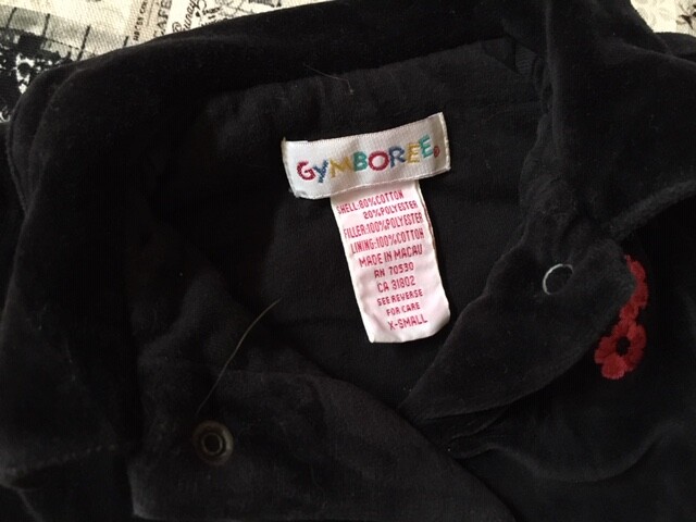 Vtg Gymboree Black velvet quilted jacket skirt winter set XS (9-18 m) lot set EC