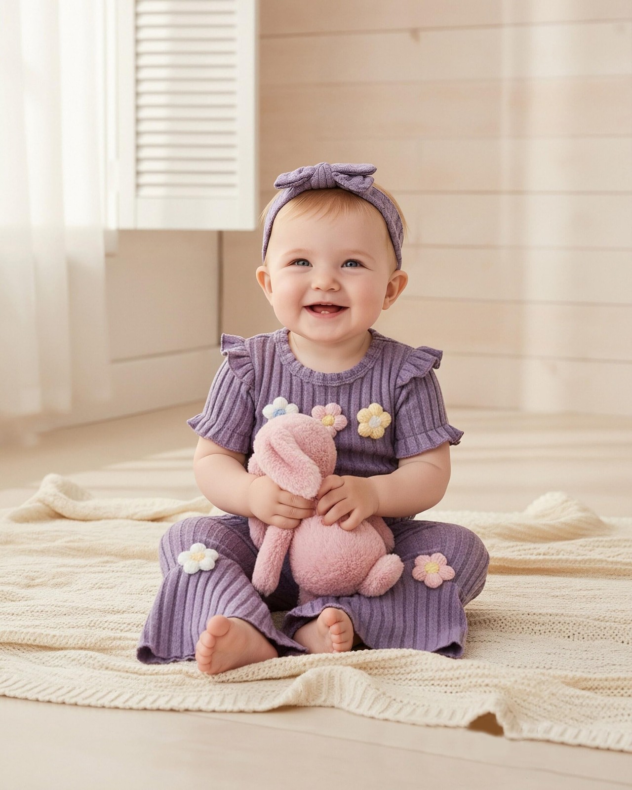 Vibebox Baby Girl Clothes 3-6 Months Summer Short Sleeve Months, Purple