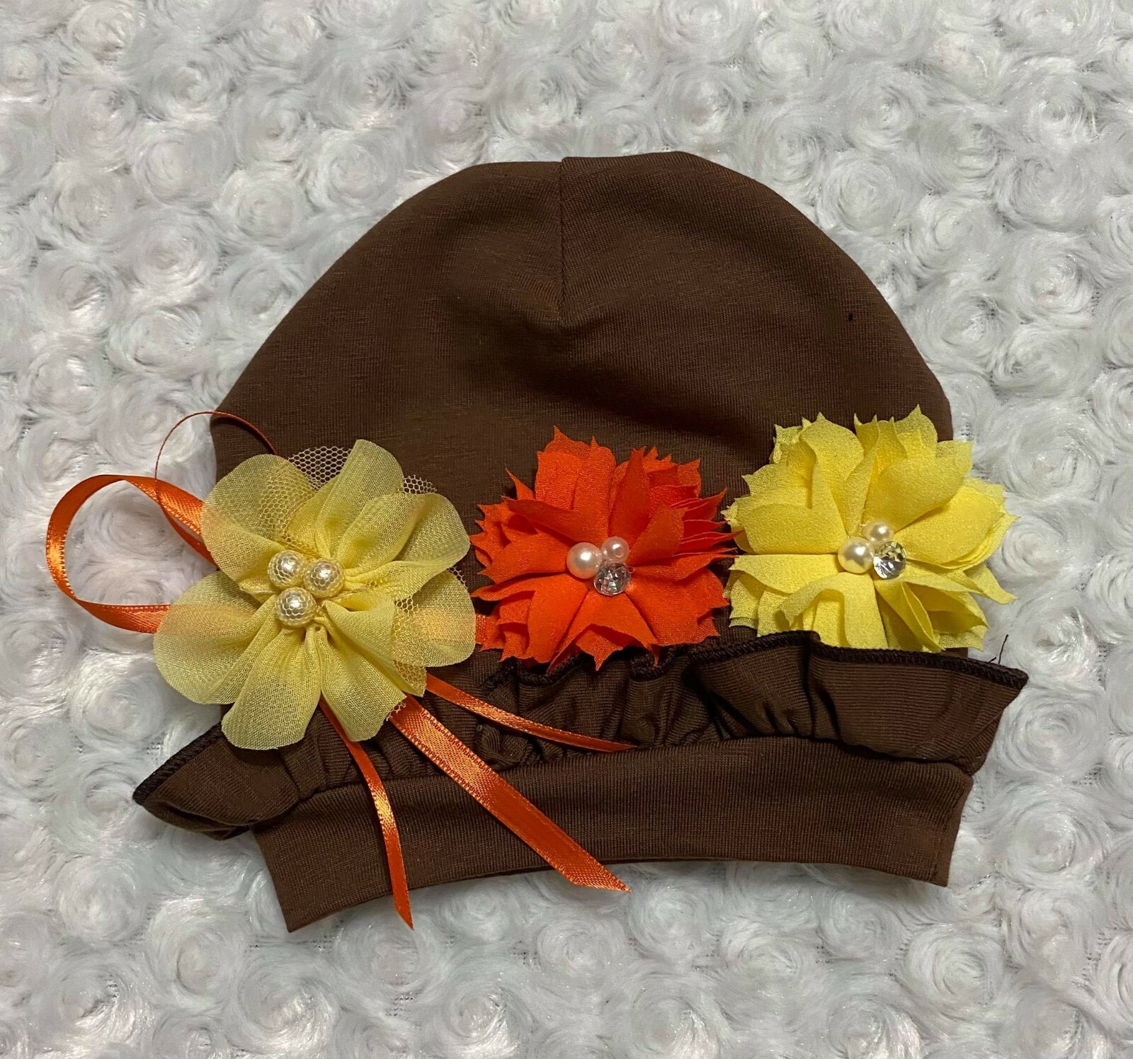Brown Fall/Thanksgiving Take Me Home Gown and Hat Ensemble