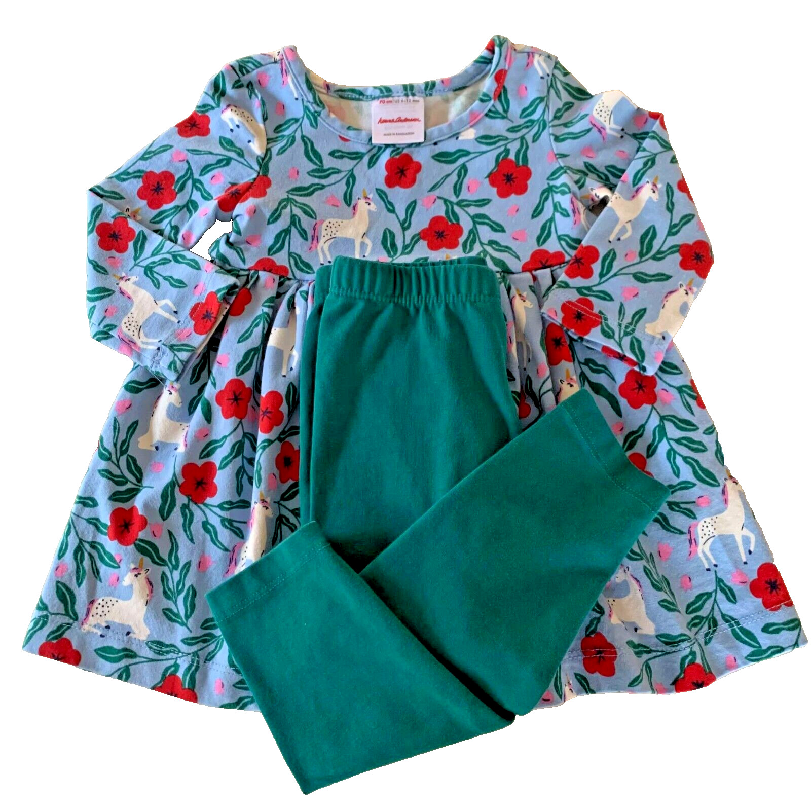 Hanna Andersson Unicorn Skater Dress & Leggings Set. Size 6–12 Months, 70 cm