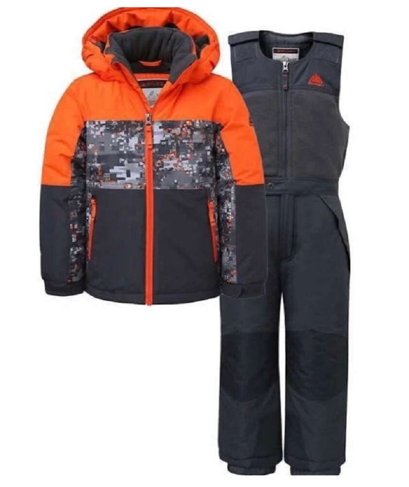 Snozu Boy’s 2 Pc Snow Set Jacket & Bib Pants Orange
