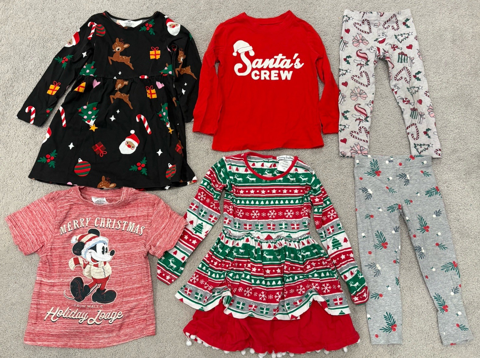 6 Piece Christmas Clothing Lot Girls Toddler Size 3/3T Holiday Dress Shirt Pants