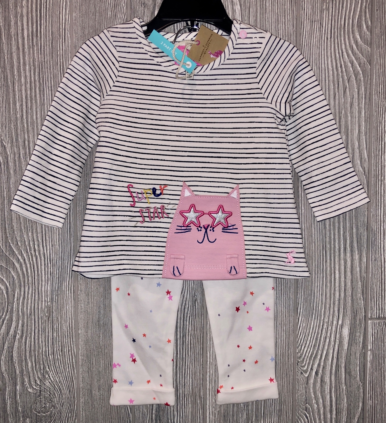 JOULES Olivia Super Star Cat Top Leggings Set NEW Infant Girls 3 6 9 12 18 mos