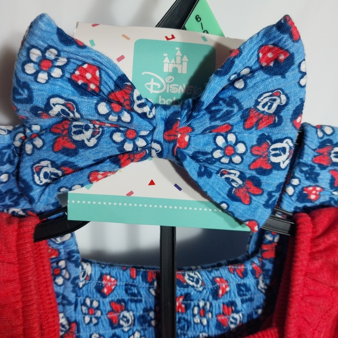 Disney Minnie Mouse Baby Girl 4 Pc Outfit Set 6–9M Romper Diaper Cover Bow
