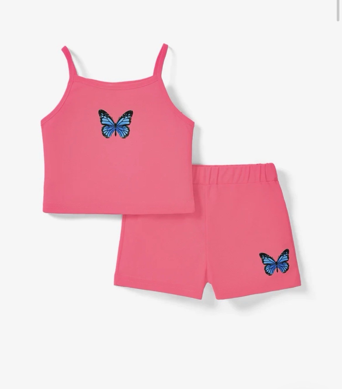 Pat Pat Toddler Girl 2pcs Butterfly Print Camisole and Shorts Set Roseo