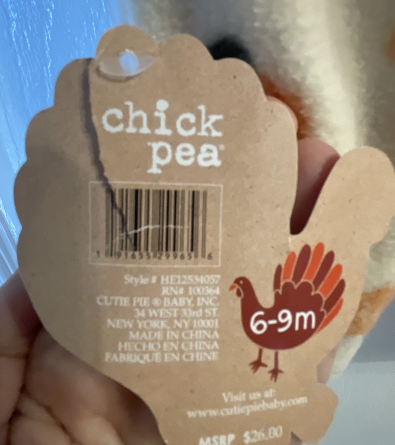 Chick Pea~ 6-9 Months Thanksgiving Baby 3piece Outfit Set Daddy’s Lil Turkey NEW