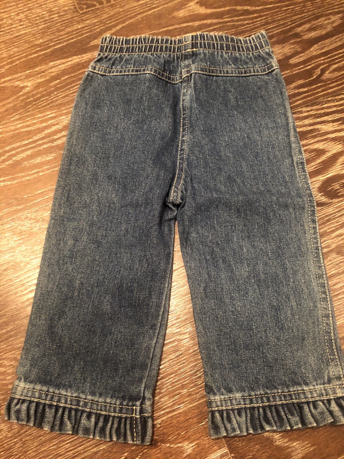 NWT $115 HAND PAINTED DENIM/ TOP SET W/ RHINESTONES SZ 12 MONTHS