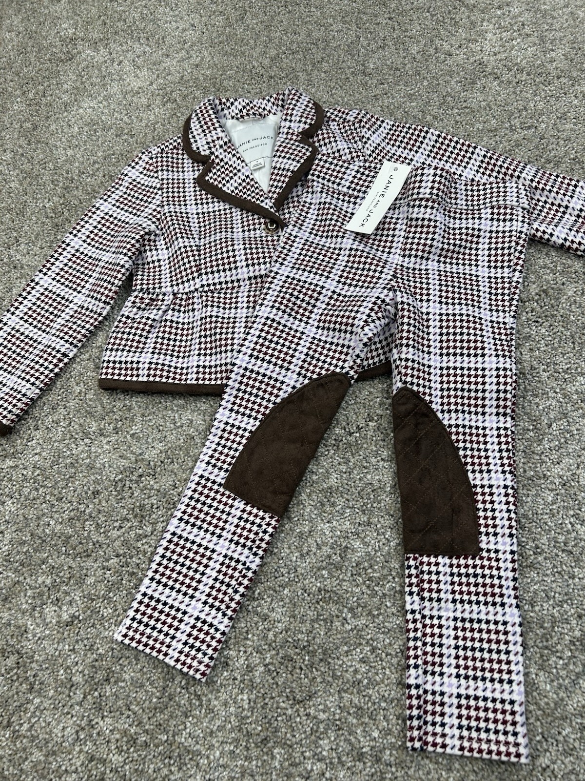 New Janie & Jack Equestrian Inspired Riding Girls Houndstooth Set Size 3 #0175