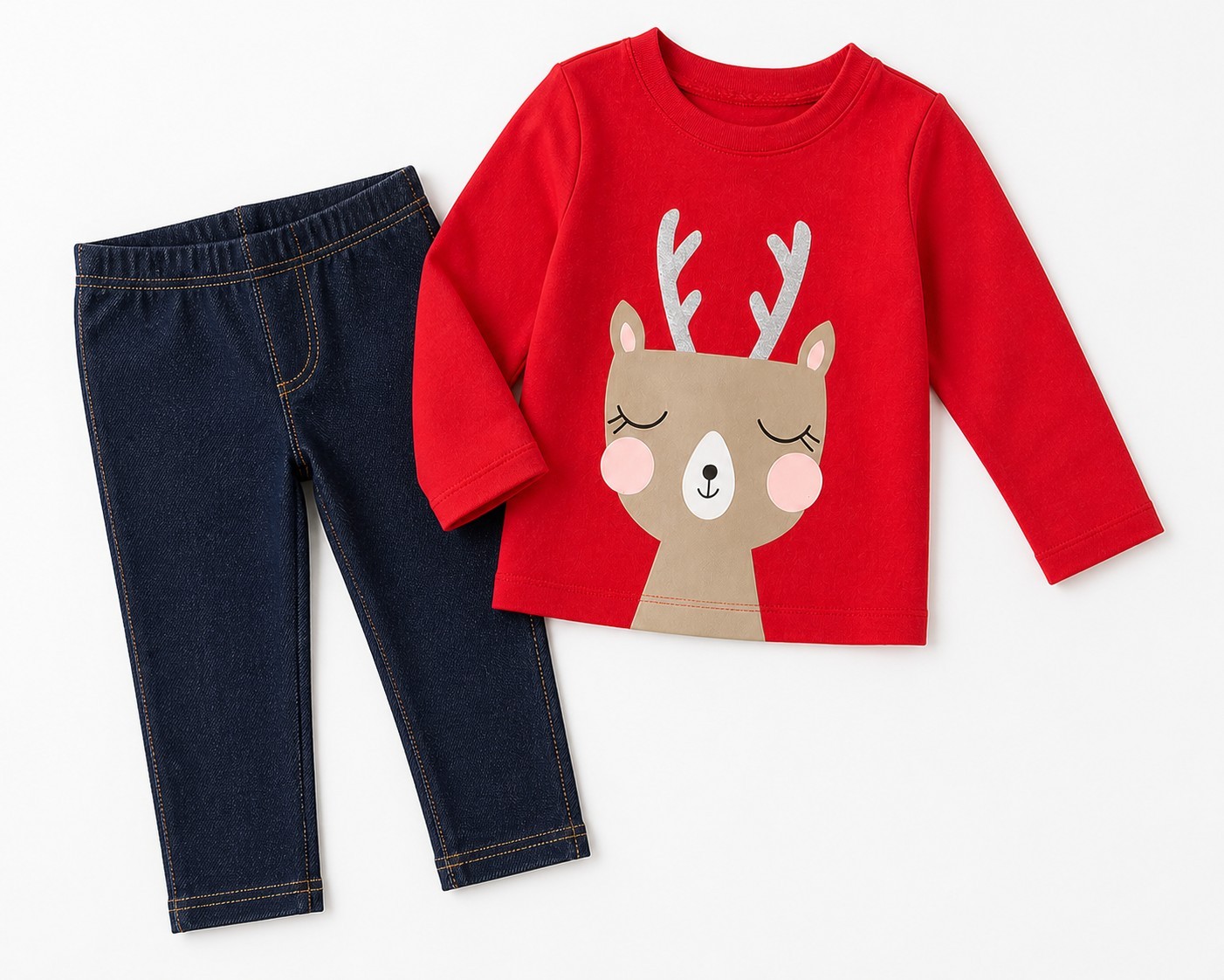Carter’s Toddler Girls’ 2-Piece French Terry Top & Denim Jegging Set 2T