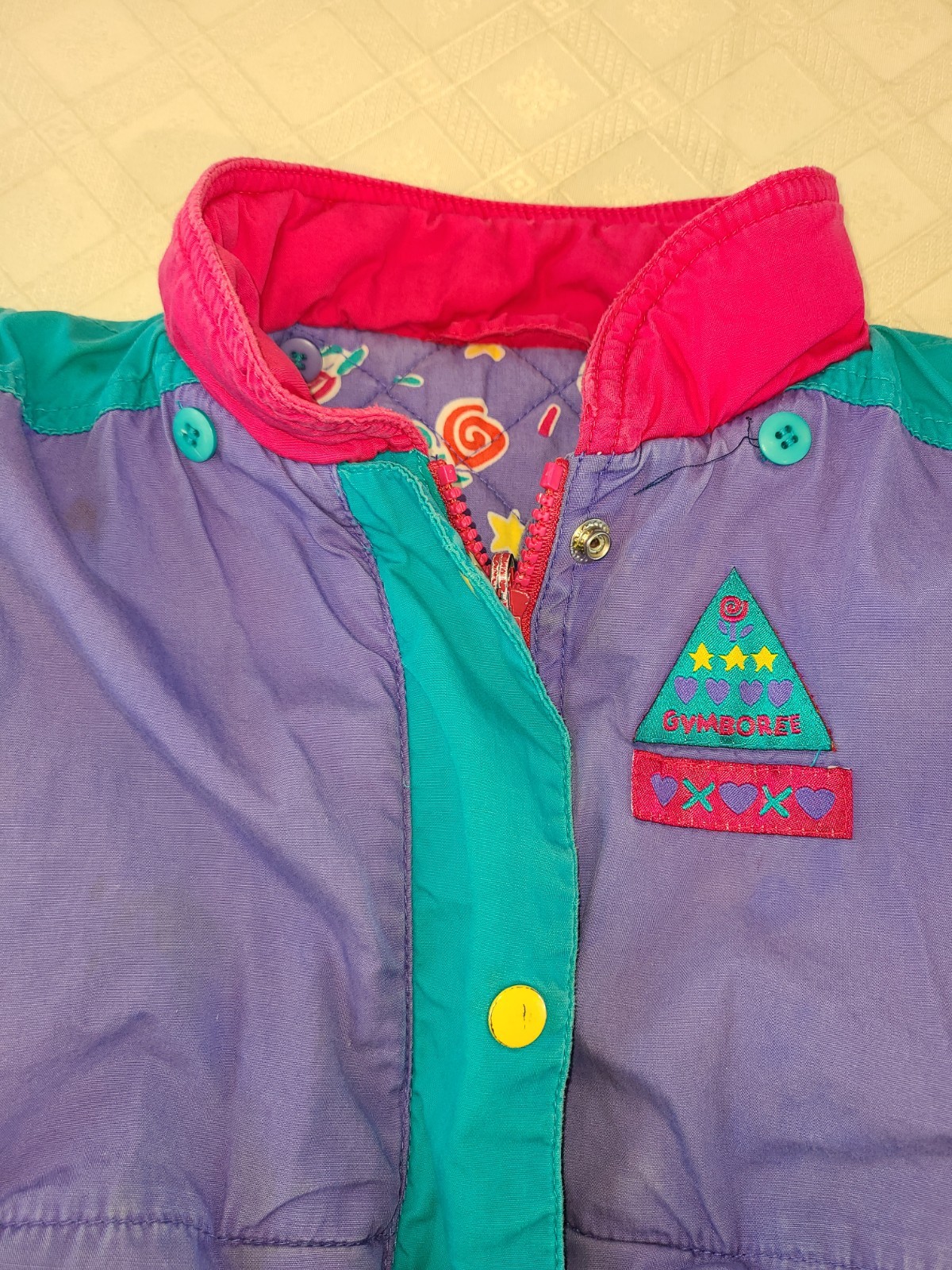 Gymboree VINTAGE 90s jacket Girls floral S Small Zipper Snap flowers Y2k Pastel