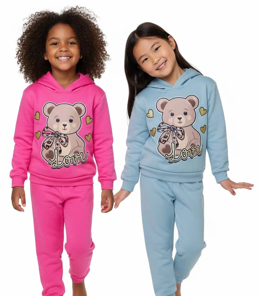 3-Pack Outfit Set Girls Toddlers 2 Piece Fleece Hoodie Sweater and Joggers Pants