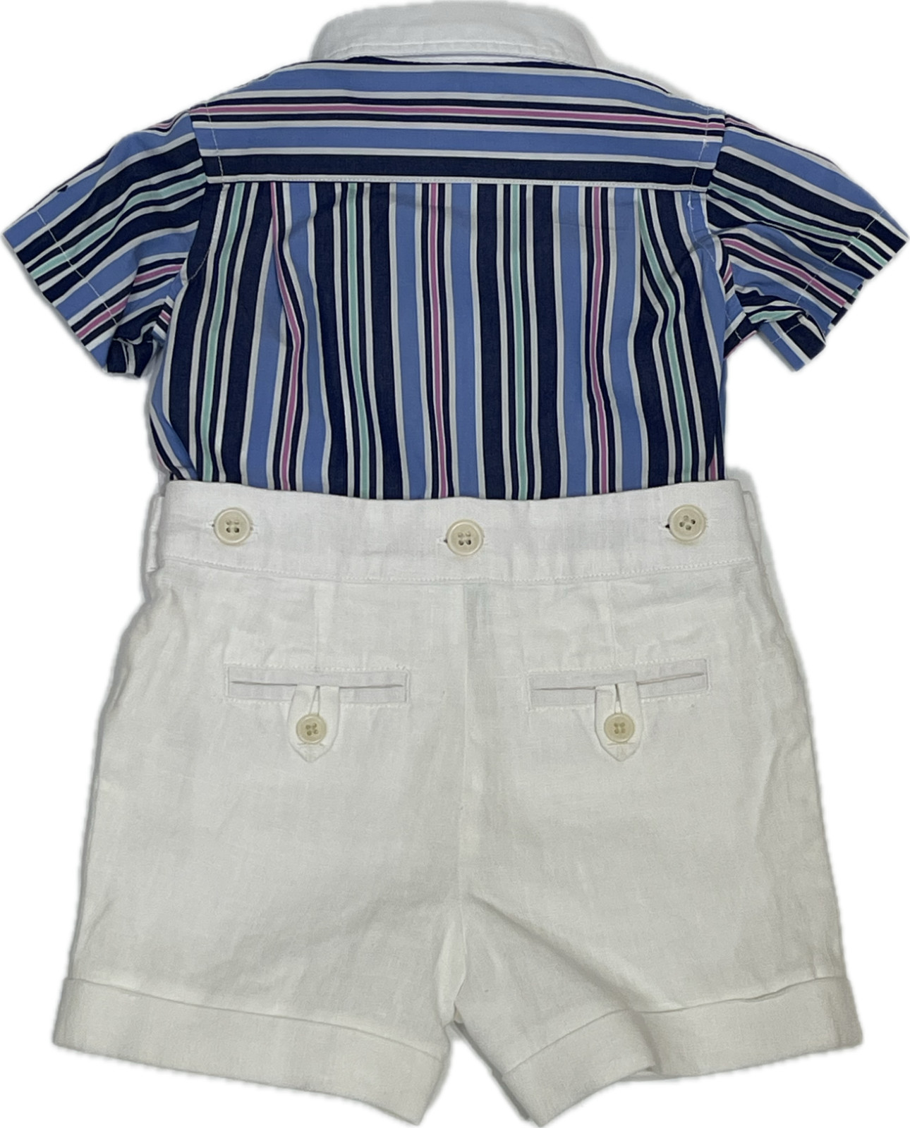 Ralph Lauren Baby Boy Striped Shirt and Linen Short Size 3M Retail $95