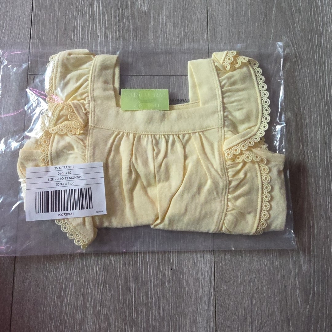 Janie and Jack Girls Baby Lace Trim Flutter Sleeve Top 6-12M Yellow
