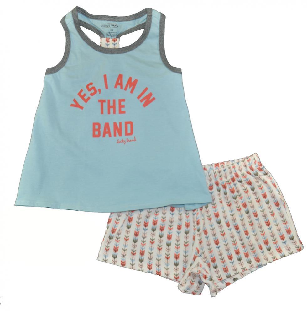 Lucky Brand Infant Girls Blue Top 2pc Short Set Size 12M 18M 24M $50