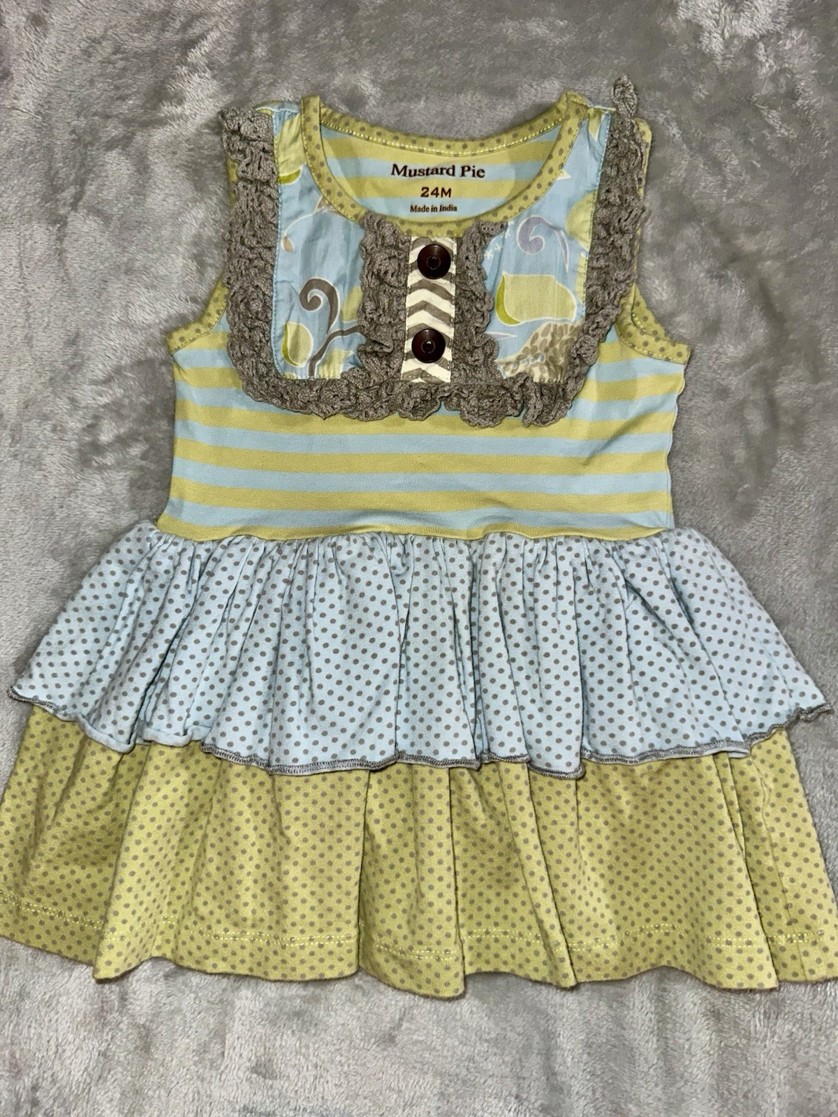 Mustard Pie Girls Outfit 24M 2pc Floral Sleeveless Ruffle Top & Pants Set