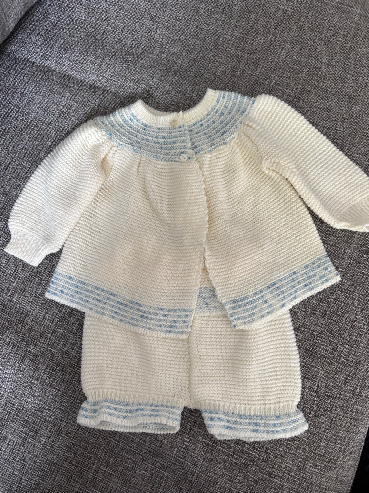 Vintage Italian Knitted Baby Outfit, Soft acrylic knit (3-6 Months)