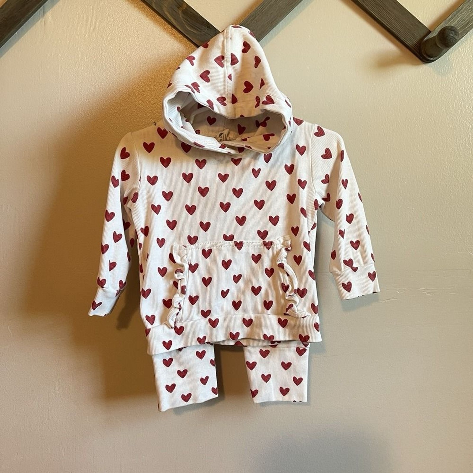 Kate Quinn 2pc Valentine Hearts Hoodie & Panda Pants | Organic Cotton | 12-18 m