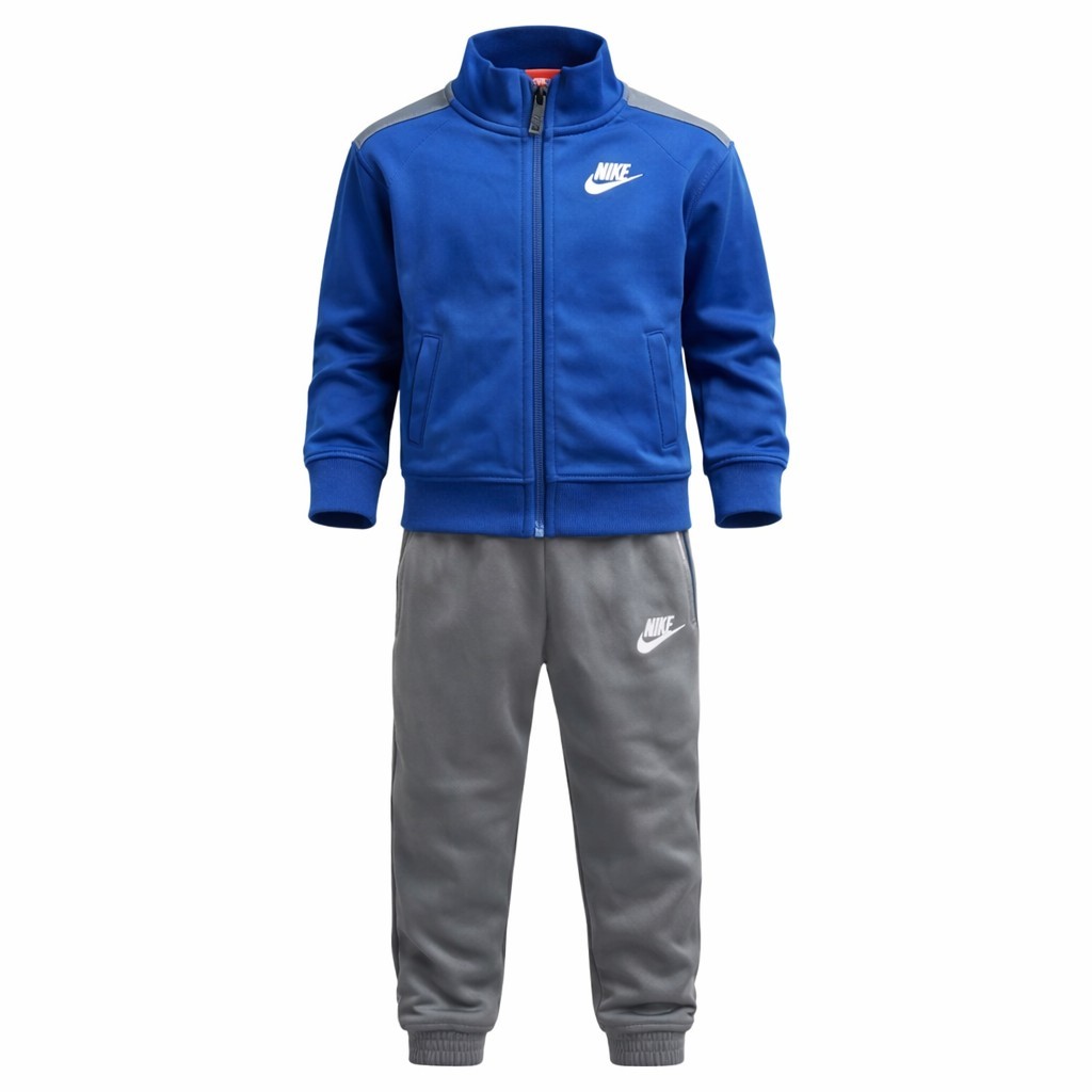 Nike Boys 18 Months Track Suit Zip Up Jacket Logo Jogger Bottoms Blue Gray White