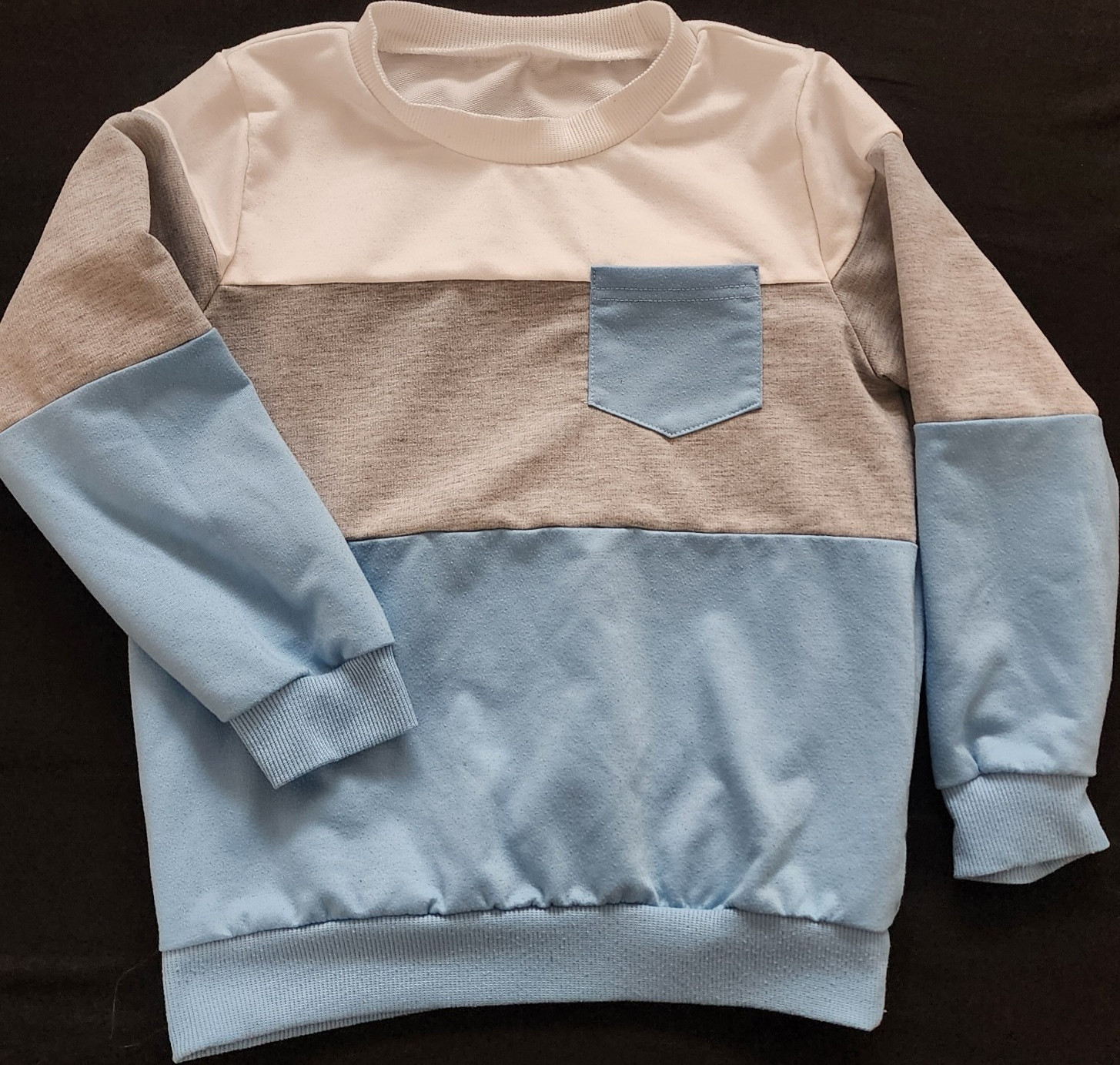 Boys Colorblock Sweatshirt & Pants Set Blue White Gray 2 Piece Size 7Y