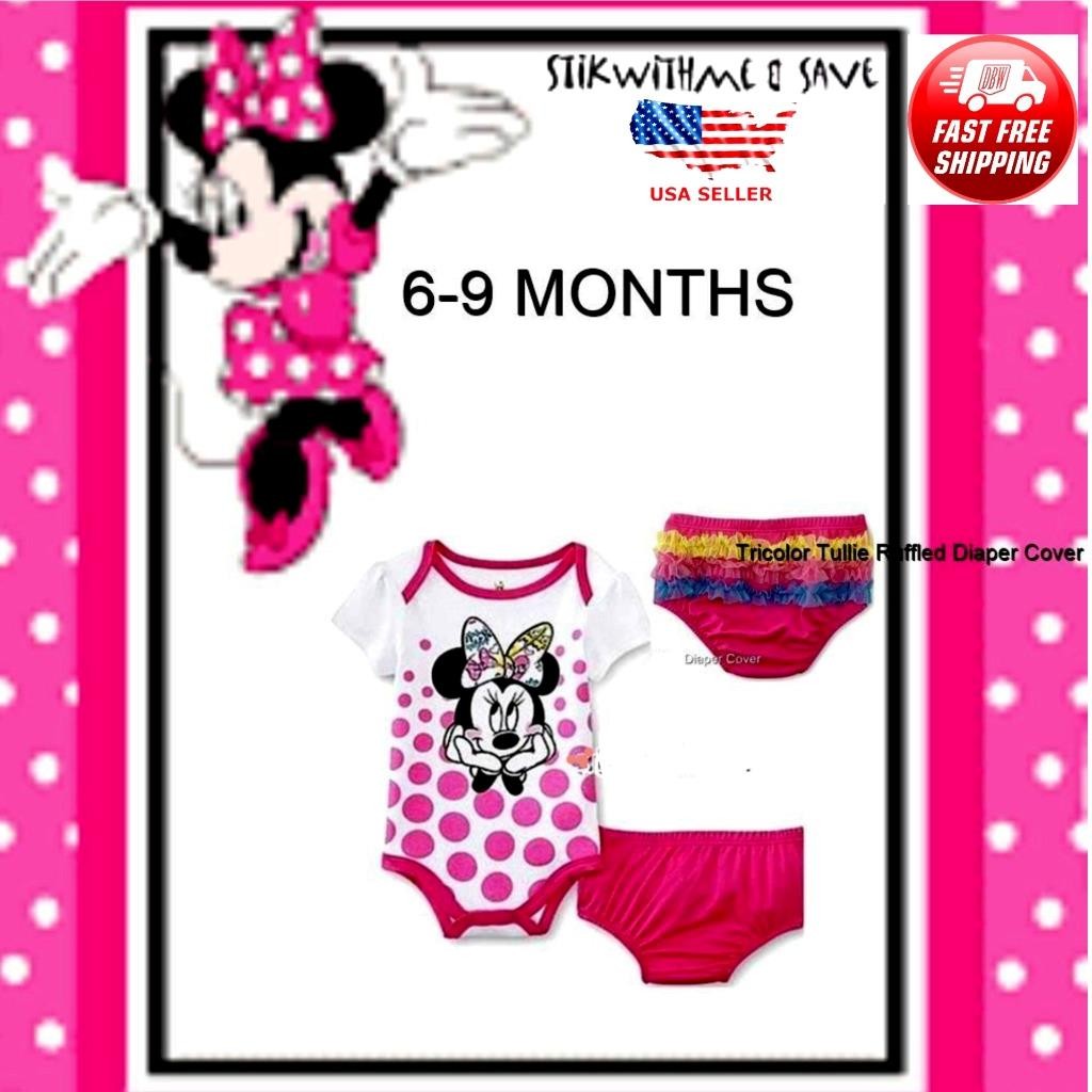 Disney Minnie Mouse Bodysuit Ruffle Diaper Cover 6-9 mo NEW FREE Sh/Insure/Track