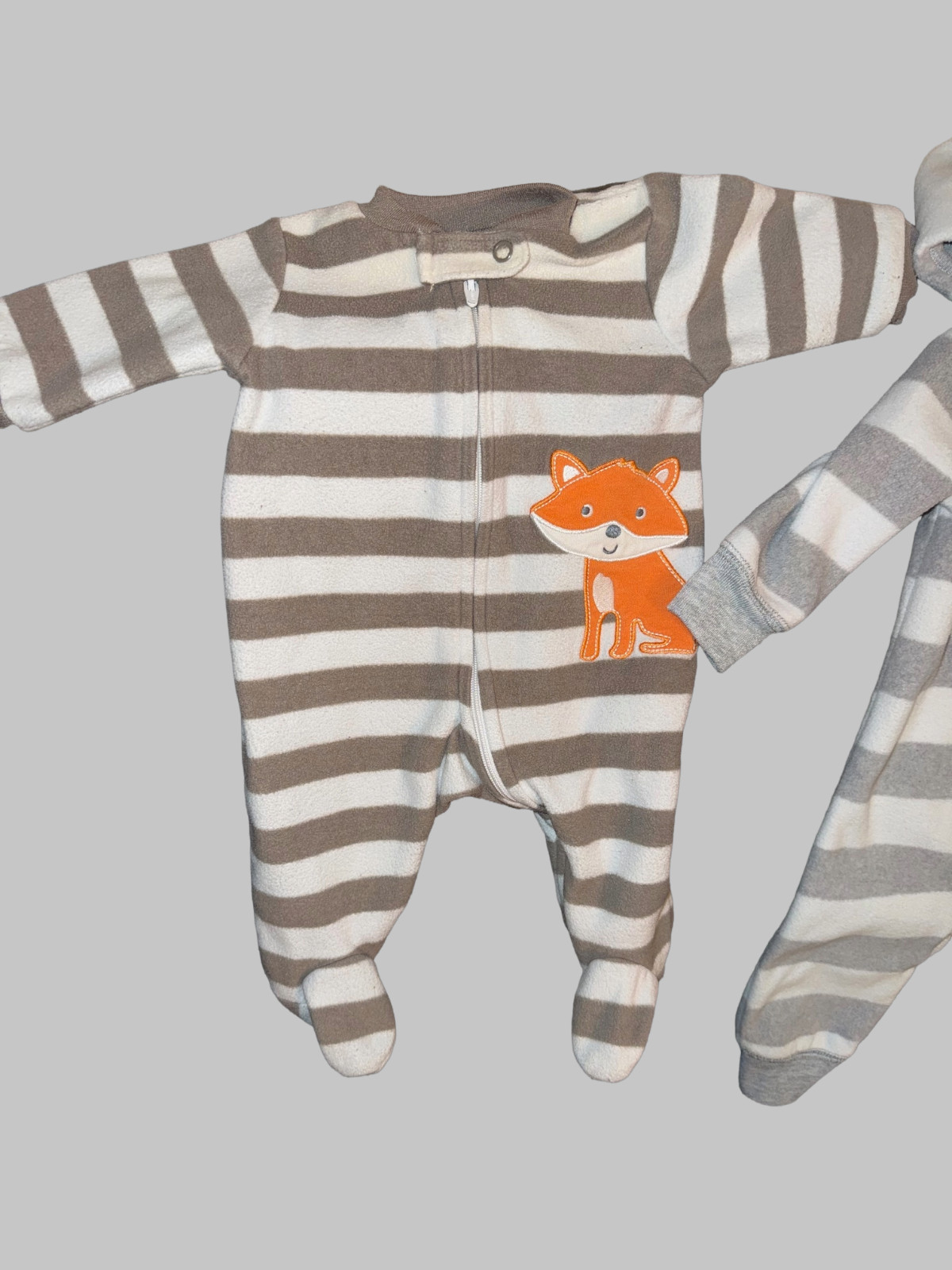 Carter’s Newborn-3M Boy Lot of 4 Cozy Footed Hooded Winter Thick One Pieces