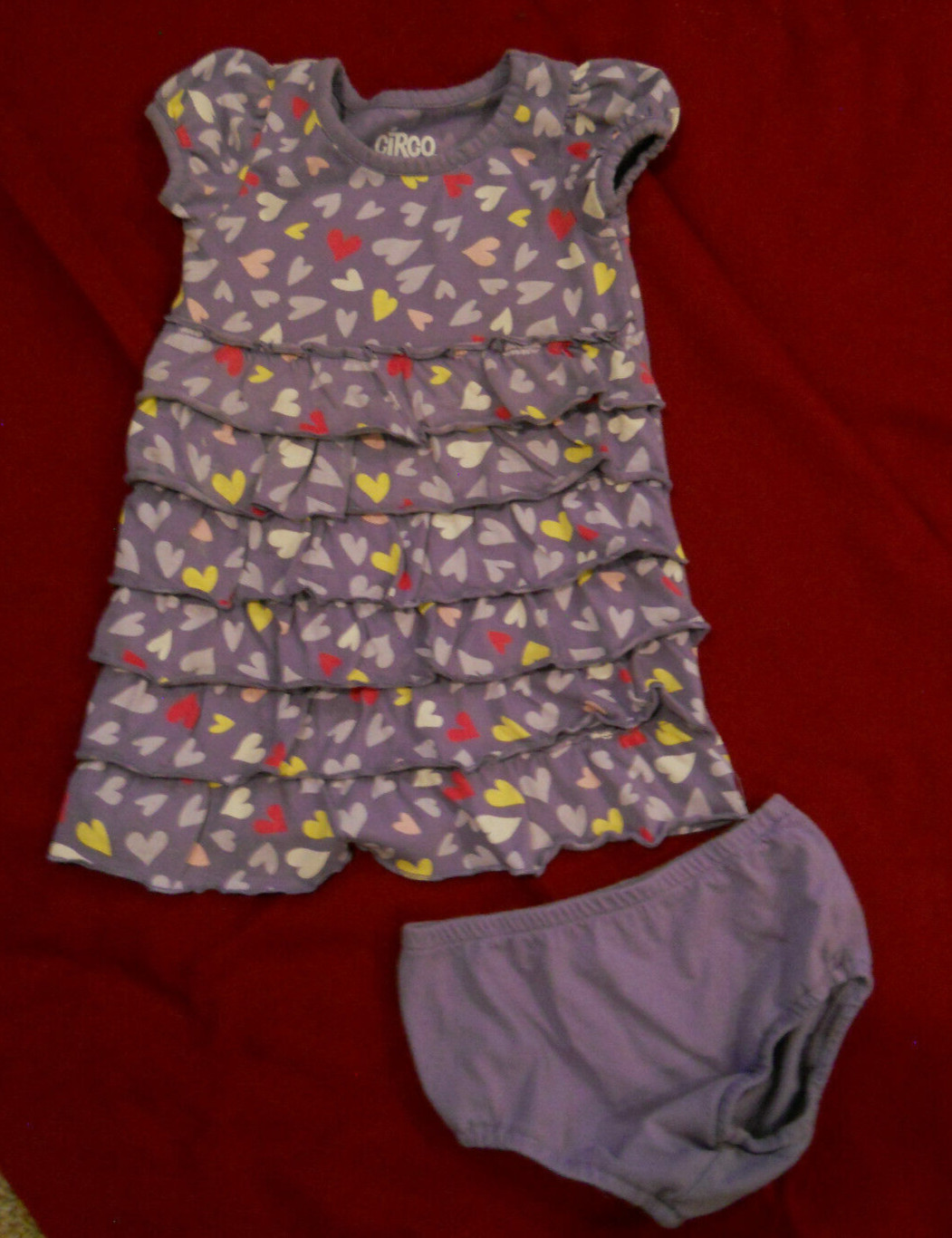 Baby Purple Ruffled Dress @ diaper cover ~ Short Sleeve ~ Sz 18 M ~ by Circo _