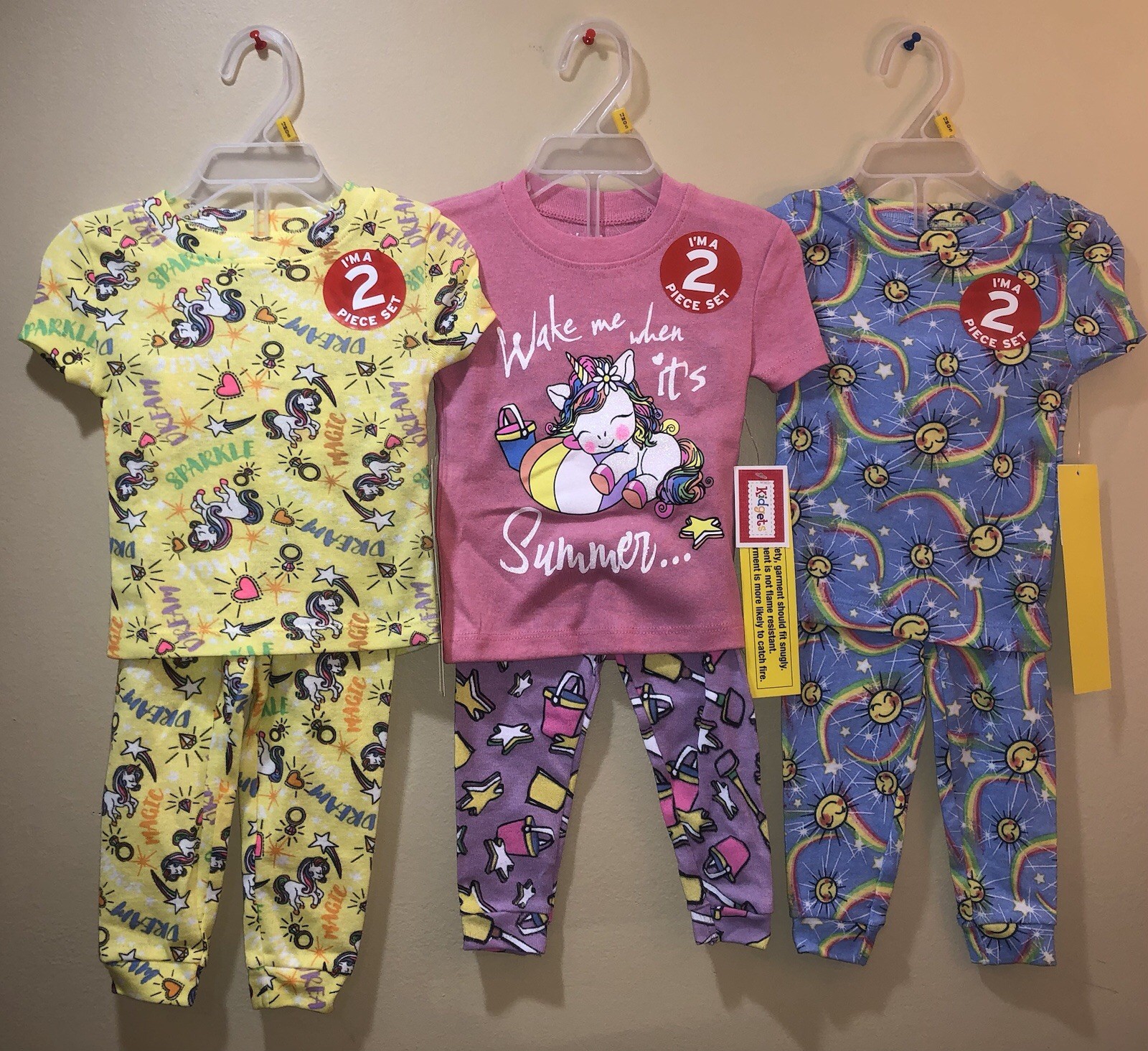 NWT Kidgets 12 Mos Girls 2-piece Sets Infant Short Sleeve 3 Sets Stretchy Comfy