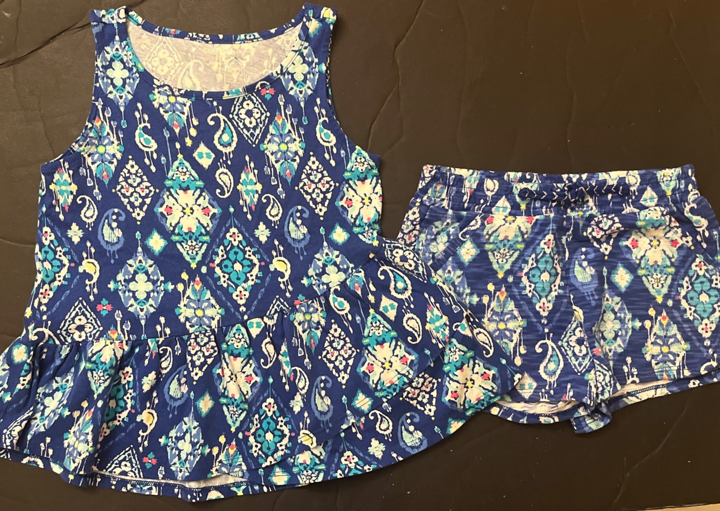 NWT Girls 5T Gymboree TRUE BLUE SUMMER Cotton IKAT Ruffle Swing TANK & SHORTS