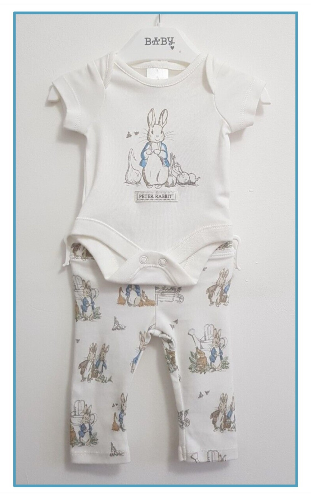 Baby Unisex Peter Rabbit Bodysuit & Leggings 2 Piece Character Set Newborn