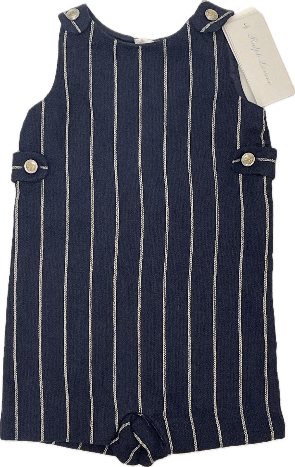 Ralph Lauren Baby Boy Navy Bodysuit Overall Size 9M Retail $115