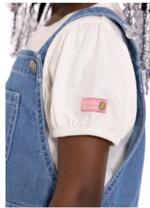 Disney Baby Minnie Mouse Sweetest Girl 2 Piece Denim Romper Dress Set 12 Month