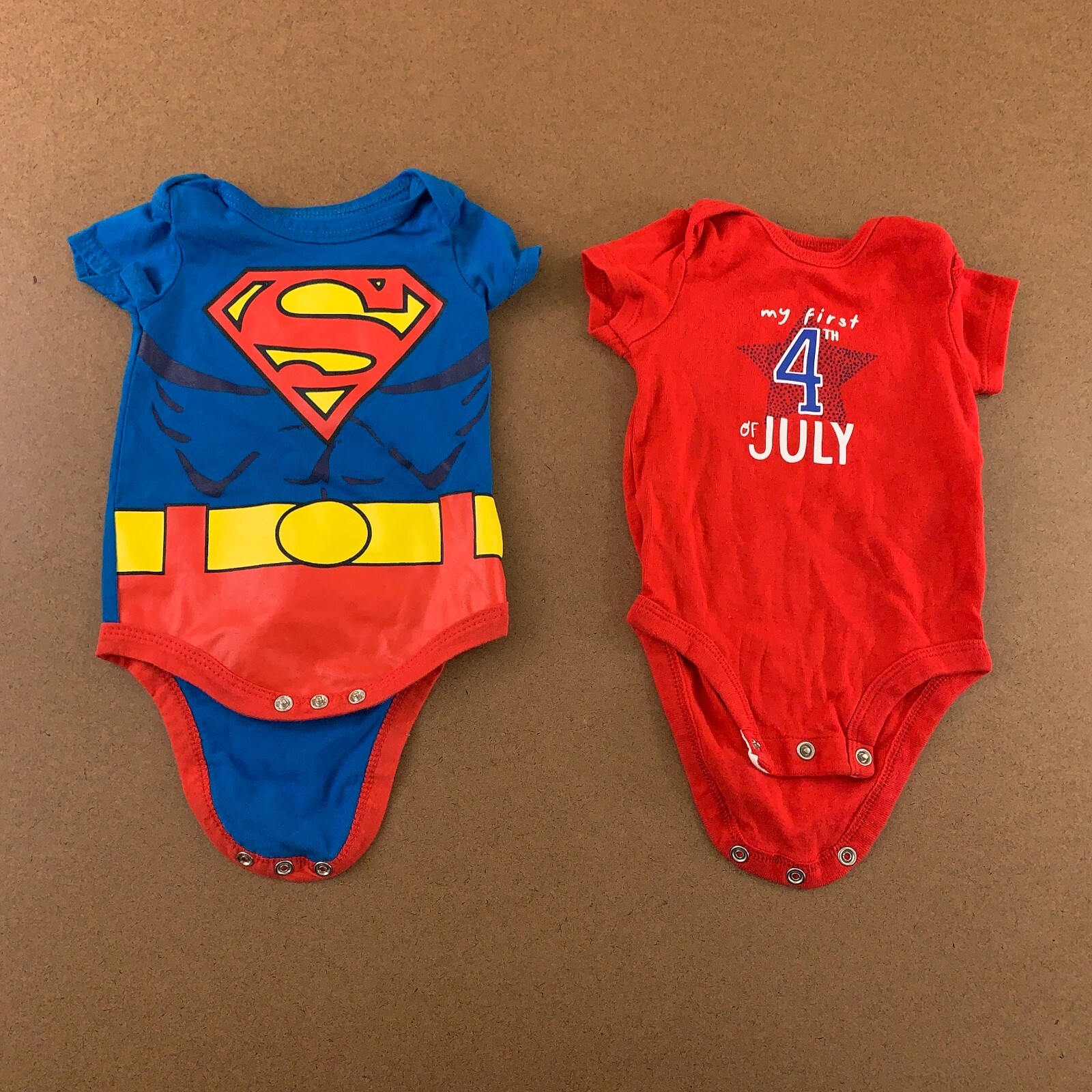 Baby Size 3 Months Carters Red 4th of July Justice League Superman Bodysuits New