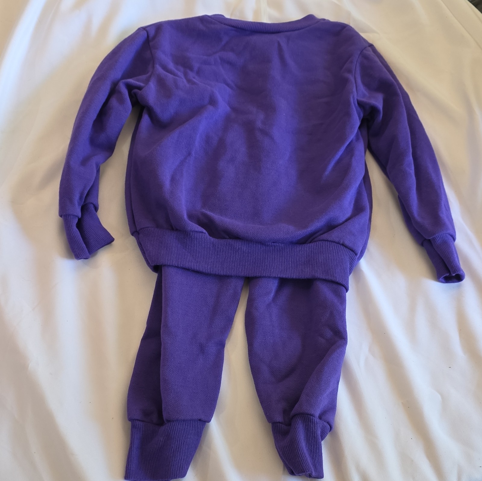 Wee Works Girls 3T 2pc Purple Knit Acrylic Graphic Print Sweatshirt Pants Set