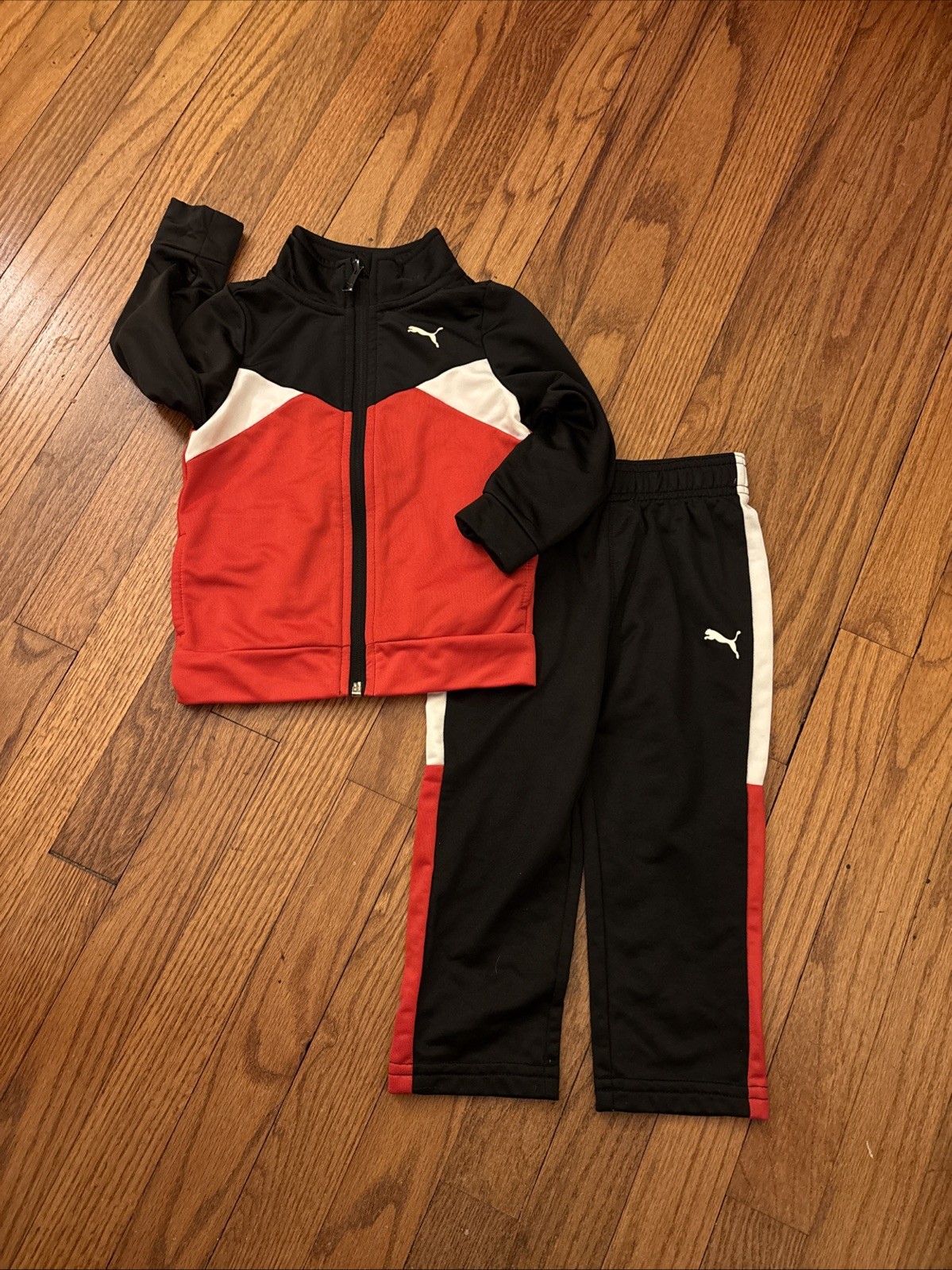 Puma Track Suit – Size 24 Months – 2 pieces- jacket and pants- black/red/white