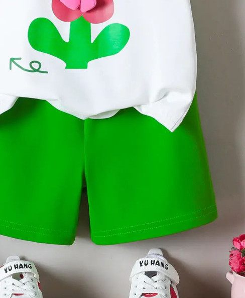 Toddler Infant Girls Summer Outfit Cute Floral T-Shirt Top Shorts Casual Clothes