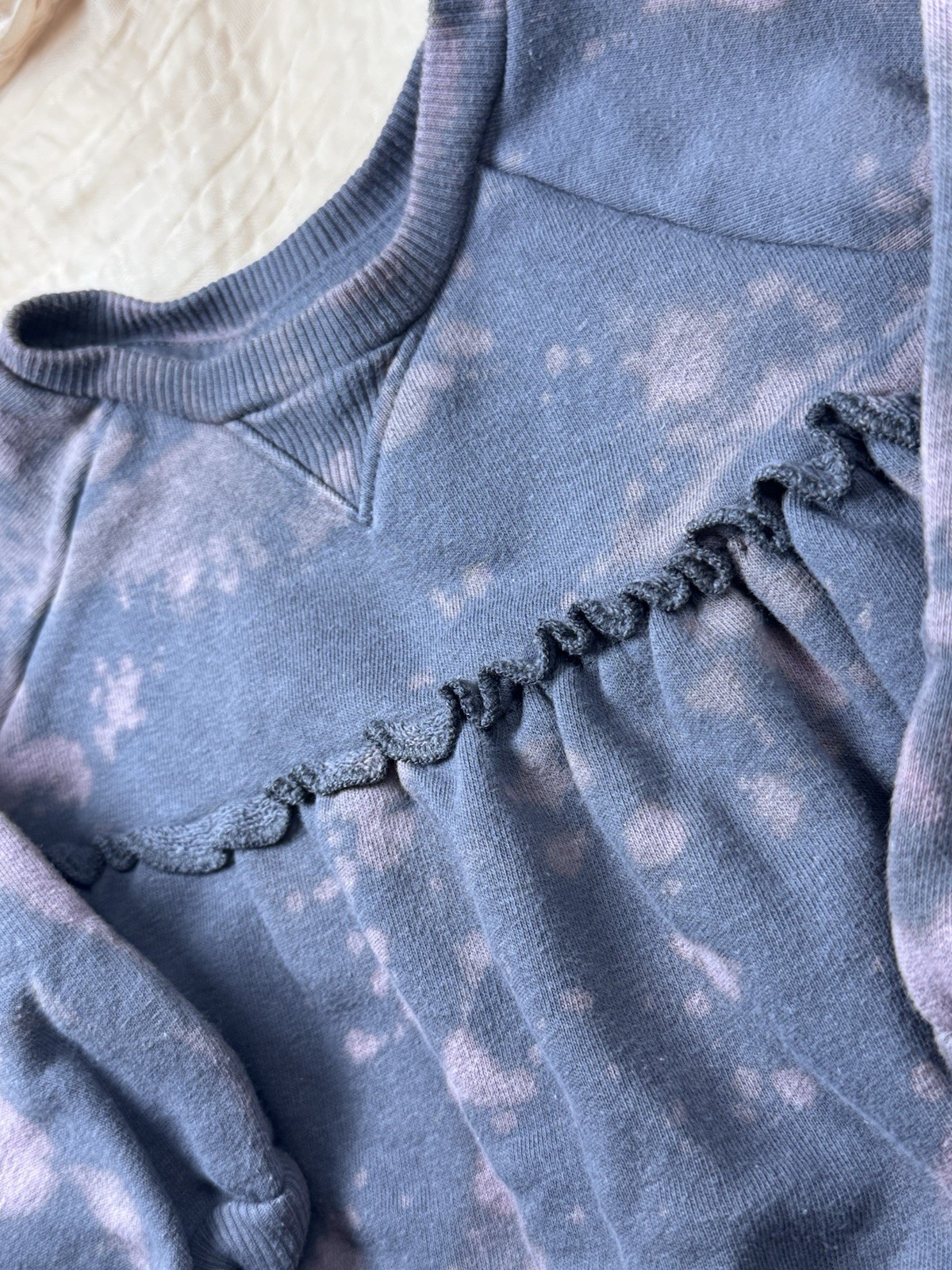 easy-peasy 12M Unisex 2PC Long Sleeve Top & Shorts Set Purple Gray Tie Dye