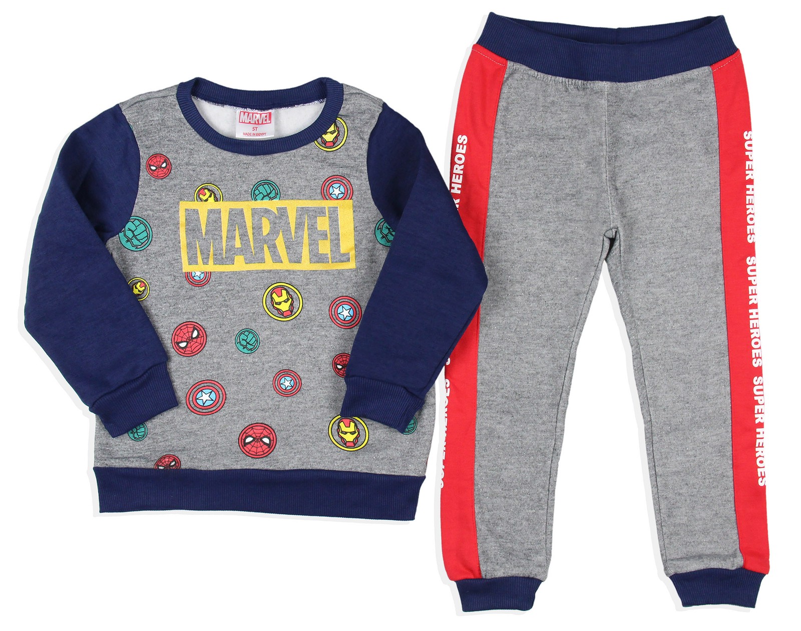 Marvel Boys’ Avengers Superhero s Pullover and Sweat Pants 2 Piece Set (2T)