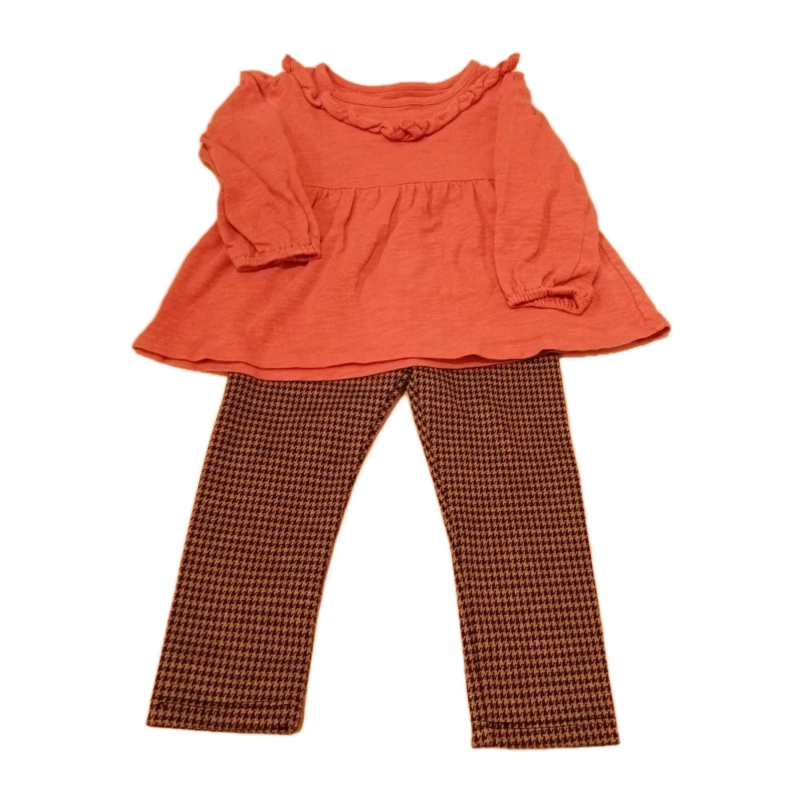 Okie Dokie Girls 18M Outfit Pink Long Sleeve Top & Gray Pants Set EUC