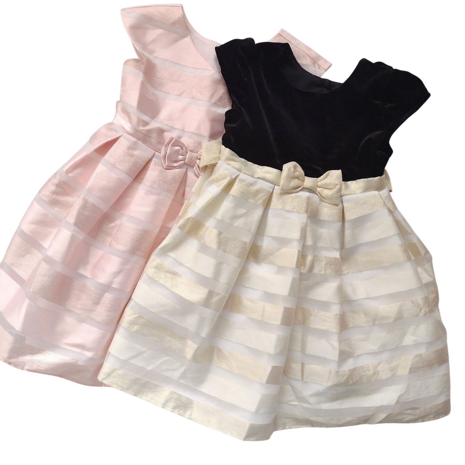 Jona Michelle Girls Set of 2 Party Dresses 4T Bow Glitter Stripes Poofy Dress