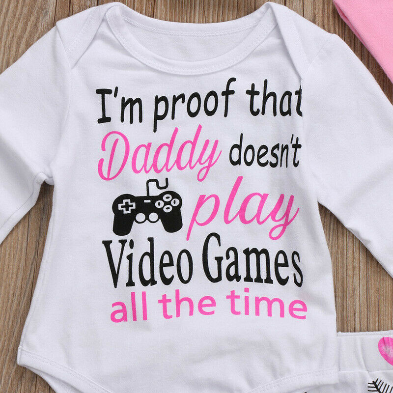 Newborn Infant Baby Girl Clothes Set Long Sleeve Romper+Pants+Headband Outfit