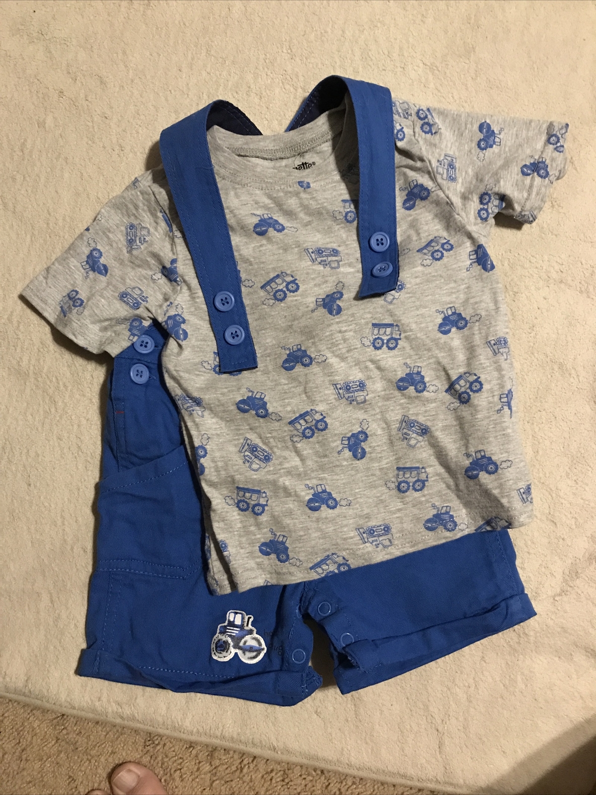 Nannette Kids, Boys Short Overalls With Shirt, Truck Trails