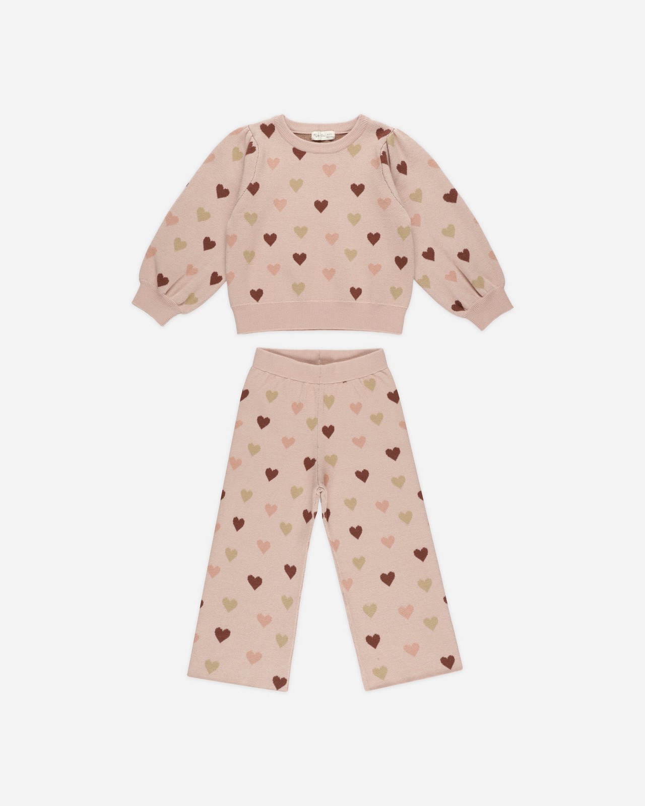 Rylee + Cru Girls Jacquard Knit Hearts Top and Pants Set 8-9 Years